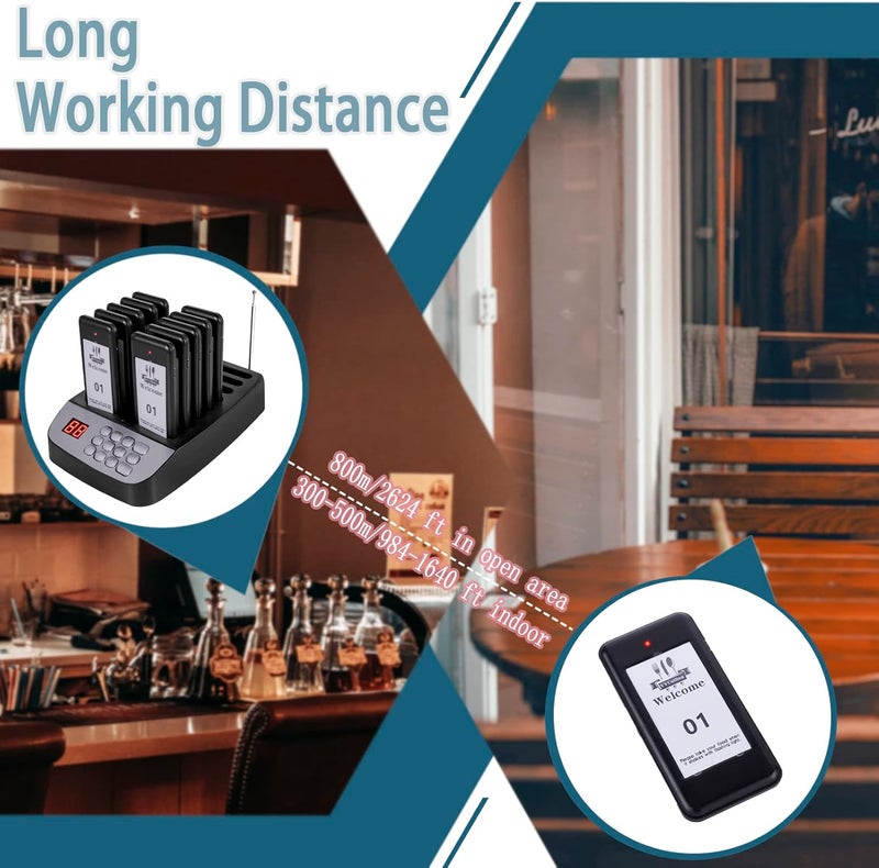 YYCALLING Store Restaurant Pager,Pagers for Restaurants 10 Guest Pagers,Buzzers Social Distancing, 98 Chanels with Vibration, Flashing and Buzzer for Food Truck, Restaurant, Food Court - Image 3